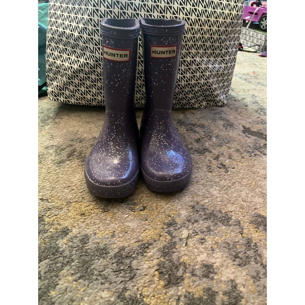 Girls Hunter Purple Glitter Rain Boots 9B/10G(Toddler Girl)